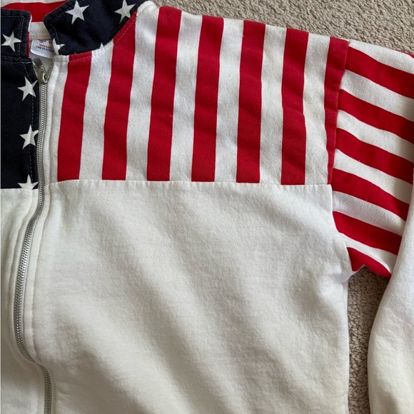 Vtg ESY USA Flag Full Zip Sweatshirt XXL Stars & Stripes Patriotic Jacket - Picture 5 of 9